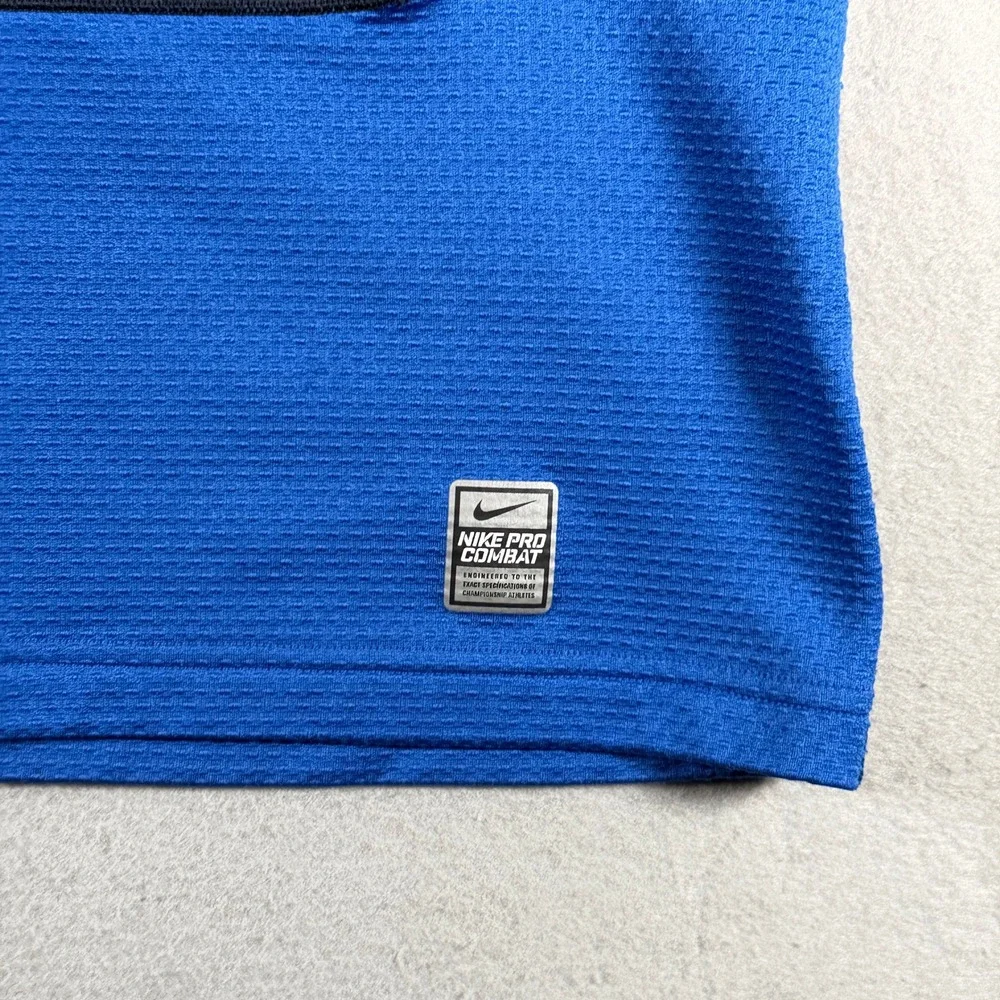Nike Pro Combat Hyperwarm Shield Men Blue Navy Dri-Fit Training Top Small 635270